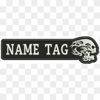 Flame Skull Custom Name Tag Biker Vest Patch - Skull, HD Png Download