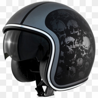 Zox Route 80 Skulls Street Open Face Helmet S Matte - Motorcycle Helmet, HD Png Download