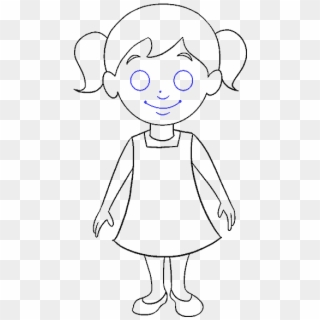 Picture Of A Cartoon Person - Little Girl Cartoon Drawing, HD Png Download
