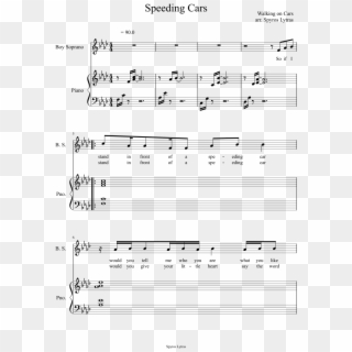 Speeding Cars Sheet Music Composed By Walking On Cars - Sheet Music, HD Png Download