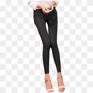 Women Vertical Striped Pants - Leggings, HD Png Download