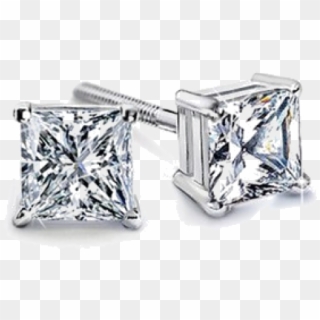 Prong Set Princess Diamond Stud Earrings - Earrings, HD Png Download