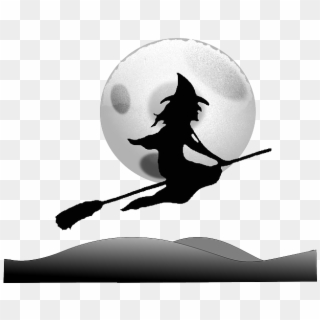 Witch, Witchcraft, Broom, Broomstick, Flying, Moon - Flying Witch Silhouette, HD Png Download