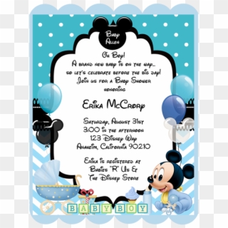 Blue Mickey Mouse Baby Shower Keepsake Bottles & Card, HD Png Download