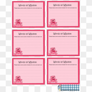 Words Of Wisdom Game Cards For Baby Shower In Pink - Passing The Parcel Dares, HD Png Download