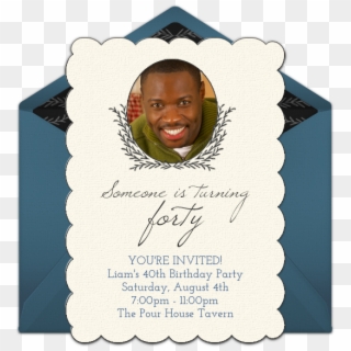 40th Birthday Photo Online Invitation - Place Card, HD Png Download