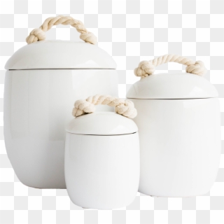 White Canister With Rope Handle - Lid, HD Png Download
