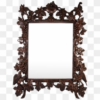 Superb 17 Hand Carved Antique Black Forest Or French - Mirror, HD Png Download