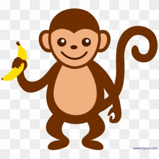 Banner Free Download Monkey With Banana Clip Art Sweet - Cartoon Monkey With Banana, HD Png Download