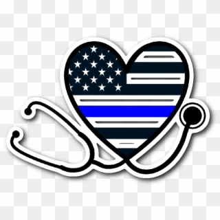 Thin Blue Line Heart - Support Thin Blue Line Bumper Sticker, HD Png Download