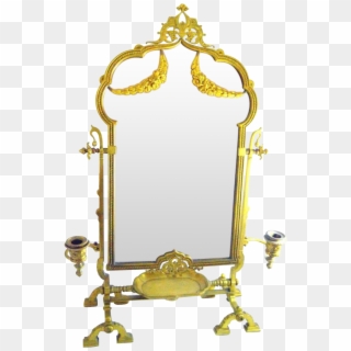 French Table Top Vanity Mirror - Brass, HD Png Download