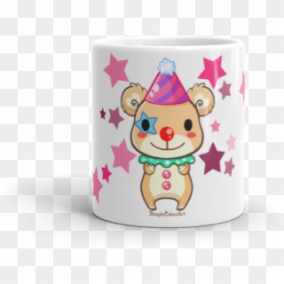 Cute Bear Mug, Animal Mug, Kawaii Mug, Clown Bear Mug, - Cartoon, HD Png Download