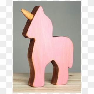 Pink Wooden Unicorn - Animal Figure, HD Png Download