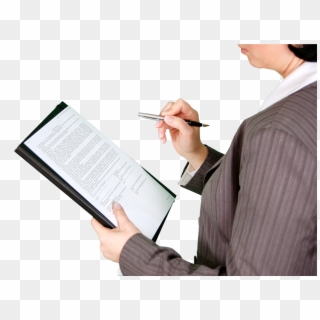 Woman Reading Trough A Paper Document - Person Signing Paper Png, Transparent Png