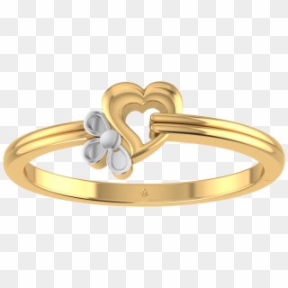 Splendid Floral & Heart Design Gold Ring Gold Ring - New Gold Ring Heart Design, HD Png Download