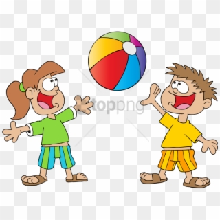 Free Png Children Vector Png Png Image With Transparent - Kids Playing With Beach Ball Clipart, Png Download
