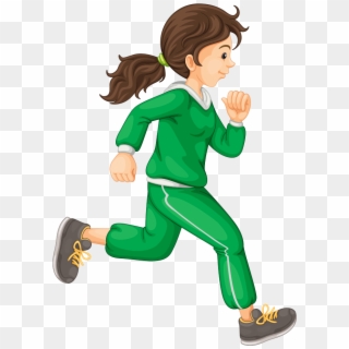 Cartoon Running Clip Art - Girl Jogging Cartoon Png, Transparent Png