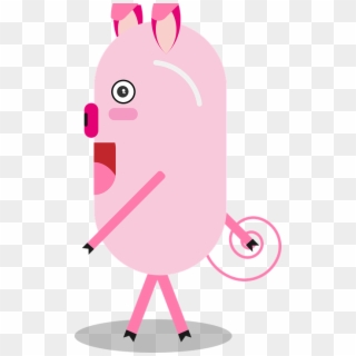 Pig Cartoon Character Animals Flat Funny Design, HD Png Download