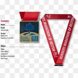 Red Colored Neck Ribbon For Running Medals - Neck Ribbon Medal, HD Png Download