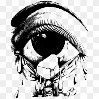 Angry Drawing Tear - Cry Eye Png Black & White, Transparent Png