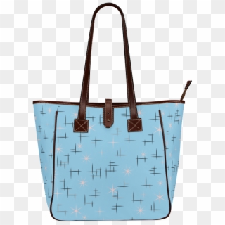 Abstract Lines And Pink Stars On Baby Blue Retro Classic - Handbag, HD Png Download