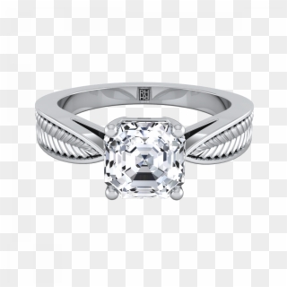 Classic 4 Prong Asscher Cut Diamond Engagement Ring - Diamond Cut, HD Png Download