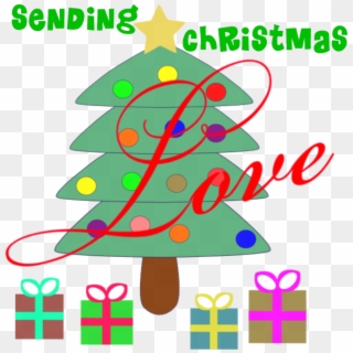 Sending Christmas Love Word-art Freebie By Deb Chitwood - Cartoon Christmas Tree With Presents, HD Png Download