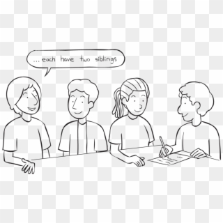 Back Four People Sitting Around A Table Writing On - Line Art, HD Png Download