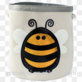 Round Cartoon Yellow Bee Canvas Baby Basket Hamper, - Basket, HD Png Download