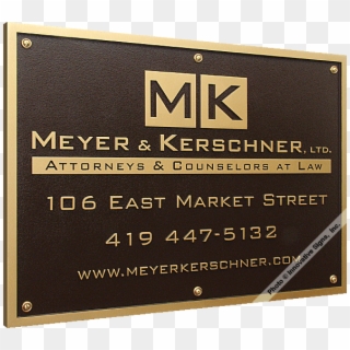 Meyer Plaque Durabronze™ Attorney Sign - Attorney At Law Signage, HD Png Download