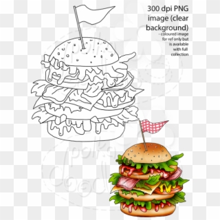 Burger Digital Stamp - Fast Food, HD Png Download