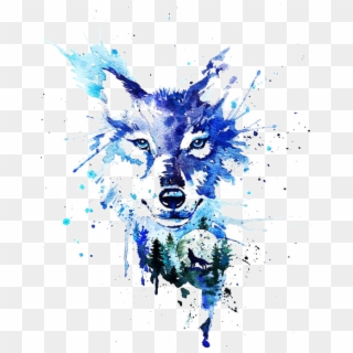 Events - Watercolour Wolf Head, HD Png Download