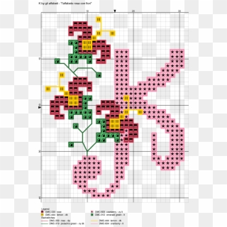 Pink Cursive Monogram W/ Flower Cross Stitch Pattern - Free Cross Stitch W Pattern, HD Png Download