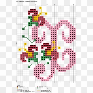 Alfabeto Rosa Con Fiori X Alfabeto Ponto Cruz, Monogramas - Free Cross Stitch W Pattern, HD Png Download