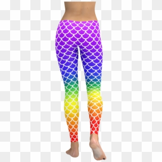 Mermaid Leggings, Rainbow Pattern Yoga Pants, Stretchy - Trousers, HD Png Download