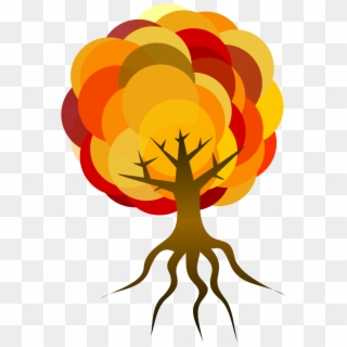 Public Domain Clip Art Image - Tree With Roots Clipart Fall Colors, HD Png Download
