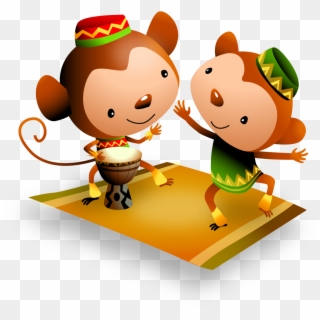 Vector Cartoon Monkey Cute Dancing Drums 1063*978 Transprent - Kwanzaa Animals, HD Png Download