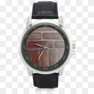 Red Brick Unisex Stainless Steel Leather Strap Watch - Watch, HD Png Download