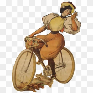 #cyclist #cycling #woman #lady #retro #vintage #bicycle - Illustration, HD Png Download