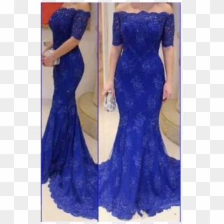 Trumpet/mermaid Homecoming Dress Short Sleeve Floor - Off The Shoulder Royal Blue Prom Dresses, HD Png Download