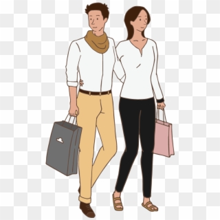 Shopping Transparent Couple - Shoulder Bag, HD Png Download