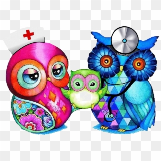 Nursery Drawing Owl - Cute Family Owl Cartoon, HD Png Download
