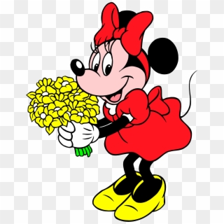 Minnie Lider De Torcida - Minnie Mouse With Flowers, HD Png Download
