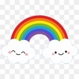 Nubes Sticker - Rainbow With Cloud Clipart, HD Png Download