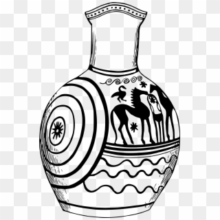 Greek Vase 4 Image Free Download - Black And White Greek Ceramic Drawings, HD Png Download