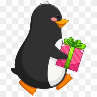 Transparent Penguin With Gift Png - Transparent Background Gift Clipart, Png Download