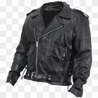 Black Biker Leather Jacket Png Transparent Image - Biker Jacket Transparent, Png Download