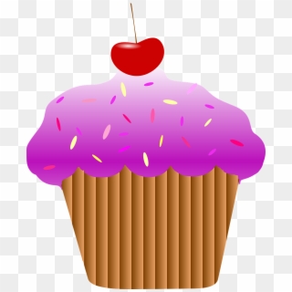 Cupcake Cherry Purple - Cupcake With Purple Icing Png, Transparent Png