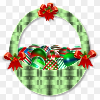 Christmas Basket Ornaments Green Basket Weave Red - Cesta De Natal Em Png, Transparent Png