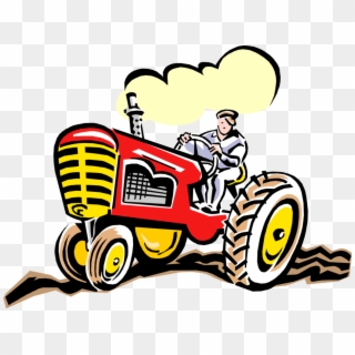 Farmer Rides Farm - Transparent Old Tractor With Farmer Clipart, HD Png Download